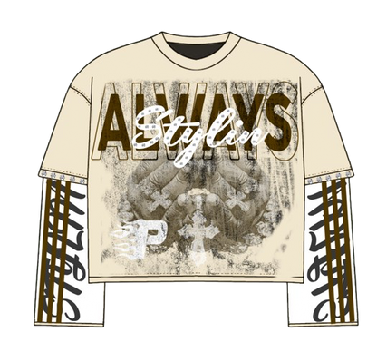 Brown/Cream Prosmosis Graphic Long Sleeve